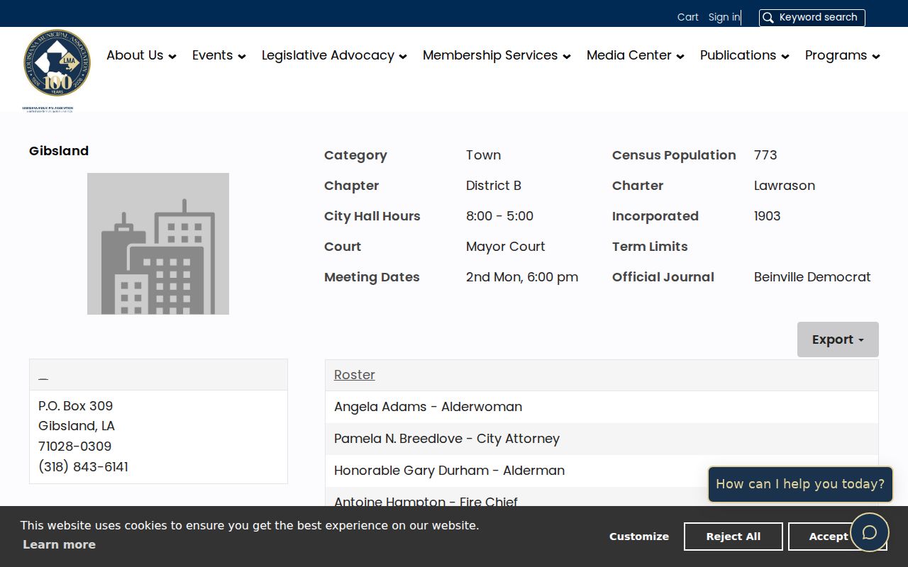Official Gibsland municipal profile supporting the Gibsland town contact route